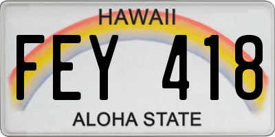 HI license plate FEY418
