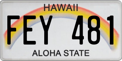 HI license plate FEY481