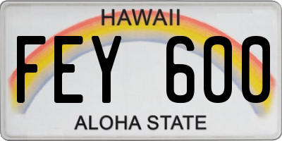 HI license plate FEY600