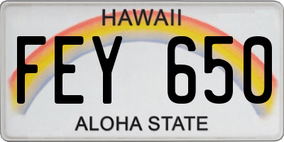 HI license plate FEY650