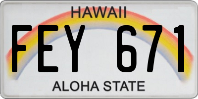 HI license plate FEY671