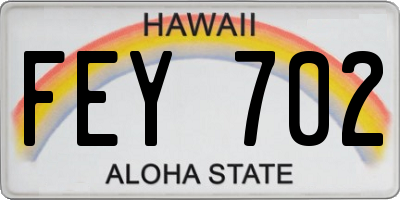 HI license plate FEY702