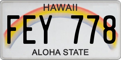 HI license plate FEY778