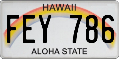HI license plate FEY786