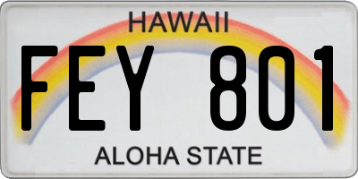 HI license plate FEY801