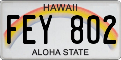 HI license plate FEY802