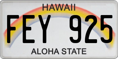HI license plate FEY925