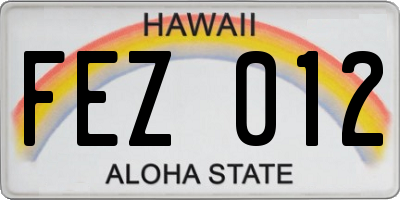 HI license plate FEZ012