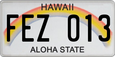 HI license plate FEZ013