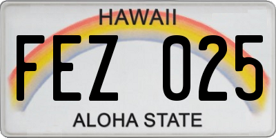 HI license plate FEZ025