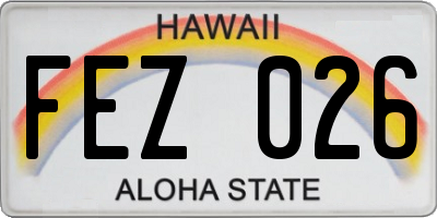 HI license plate FEZ026