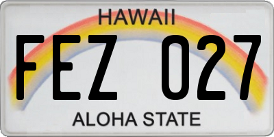 HI license plate FEZ027