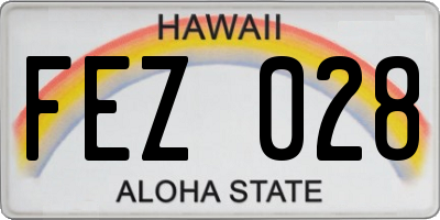 HI license plate FEZ028