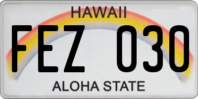 HI license plate FEZ030