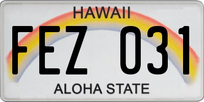 HI license plate FEZ031