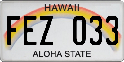 HI license plate FEZ033