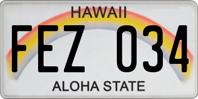 HI license plate FEZ034