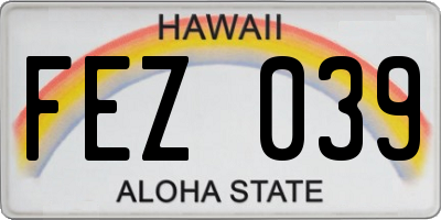 HI license plate FEZ039