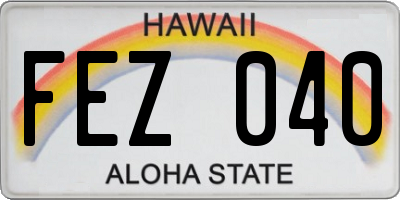 HI license plate FEZ040
