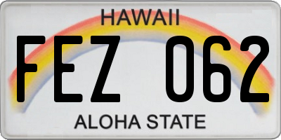 HI license plate FEZ062