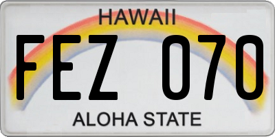 HI license plate FEZ070