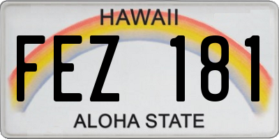 HI license plate FEZ181