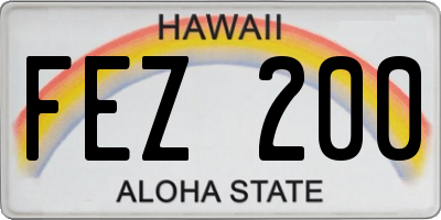 HI license plate FEZ200