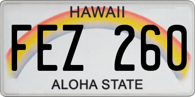 HI license plate FEZ260