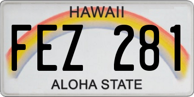 HI license plate FEZ281