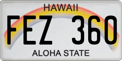 HI license plate FEZ360