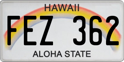 HI license plate FEZ362