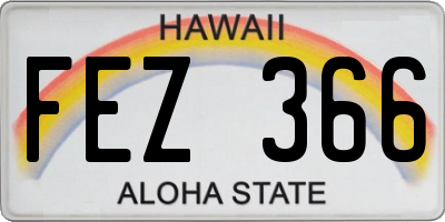 HI license plate FEZ366