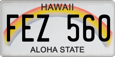 HI license plate FEZ560
