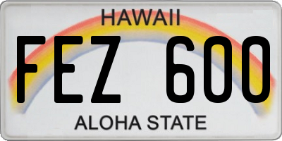 HI license plate FEZ600