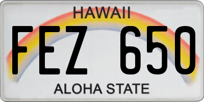HI license plate FEZ650