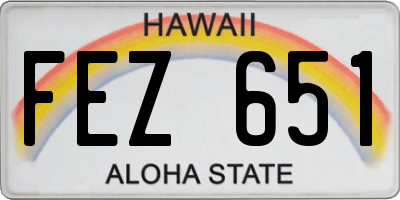 HI license plate FEZ651