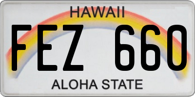 HI license plate FEZ660