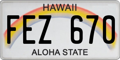 HI license plate FEZ670
