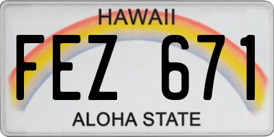 HI license plate FEZ671