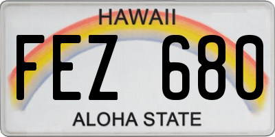 HI license plate FEZ680
