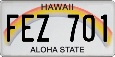 HI license plate FEZ701