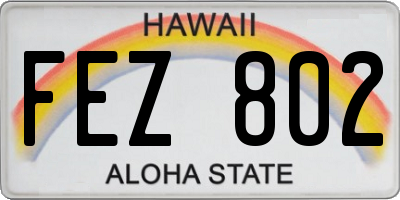 HI license plate FEZ802