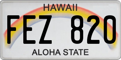 HI license plate FEZ820