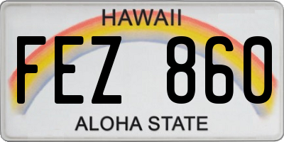 HI license plate FEZ860