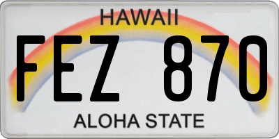 HI license plate FEZ870