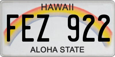 HI license plate FEZ922