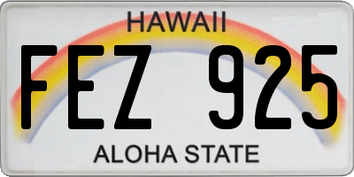 HI license plate FEZ925