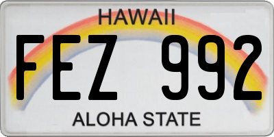 HI license plate FEZ992