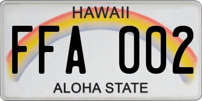 HI license plate FFA002