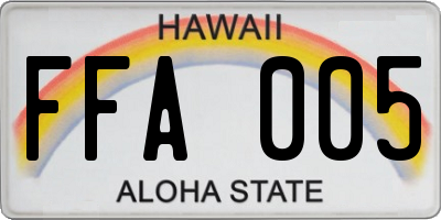 HI license plate FFA005